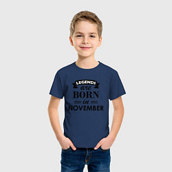 Футболка хлопковая детская Legends are born in November, цвет: тёмно-синий — фото 2