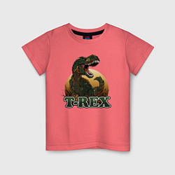 Футболка хлопковая детская T-Rex, цвет: коралловый