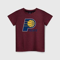 Футболка хлопковая детская Indiana Pacers 2, цвет: меланж-бордовый