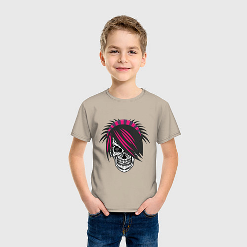 Детская футболка Эмо череп / Миндальный – фото 3