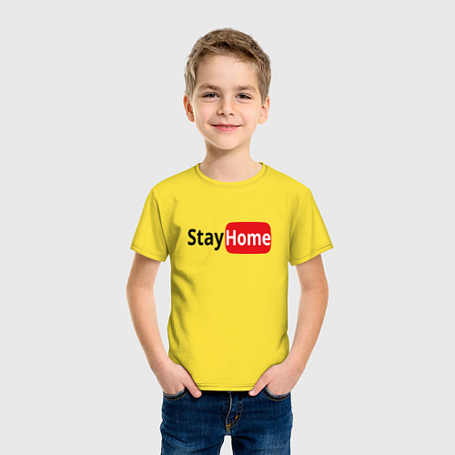 Детская футболка Stay Home / Желтый – фото 3