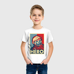 Футболка хлопковая детская ЮРИЙ ГАГАРИН, цвет: белый — фото 2