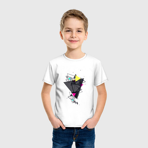 Детская футболка Геометрия треугольники / Белый – фото 3