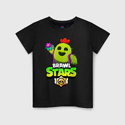 Футболка хлопковая детская BRAWL STARS SPIKE, цвет: черный