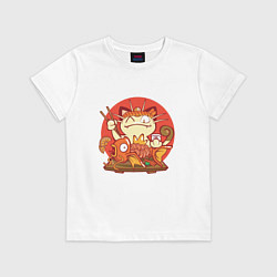 Футболка хлопковая детская Sushi Cat, цвет: белый