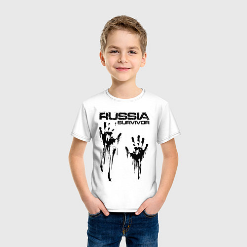 Детская футболка Россия выживший / Белый – фото 3