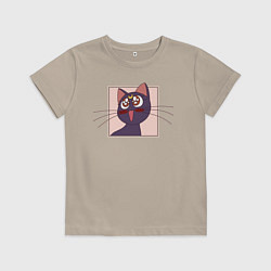 Футболка хлопковая детская Luna, Sailor Moon, цвет: миндальный