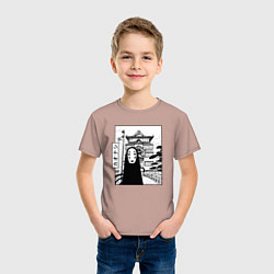 Футболка хлопковая детская No-Face Spirited Away Ghibli, цвет: пыльно-розовый — фото 2