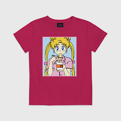 Футболка хлопковая детская Sailor Moon Usagi Tsukino, цвет: маджента