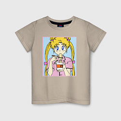 Футболка хлопковая детская Sailor Moon Usagi Tsukino, цвет: миндальный