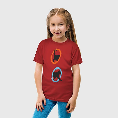 Детская футболка Portal Cat / Красный – фото 4