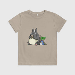 Футболка хлопковая детская Тоторо, цвет: миндальный