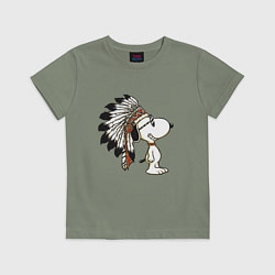 Футболка хлопковая детская Snoopy, цвет: авокадо