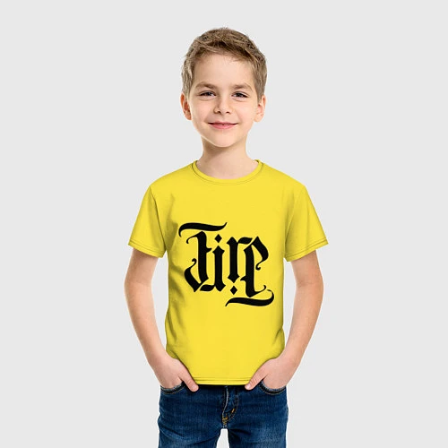 Детская футболка Амбиграмма: Огонь / Желтый – фото 3