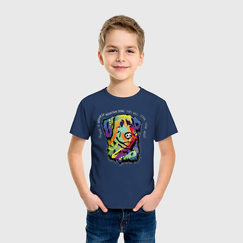 Детская футболка Берегись бернского зеннехунда / Тёмно-синий – фото 3