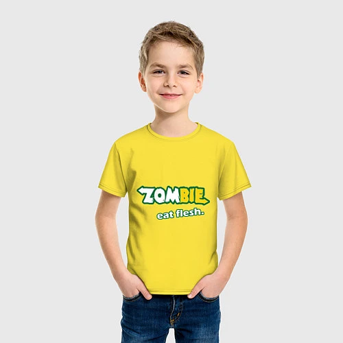 Детская футболка Zombie eat flesh / Желтый – фото 3