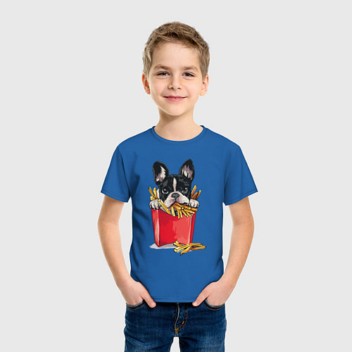 Детская футболка Песик и картофель фри / Синий – фото 3