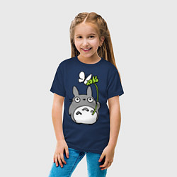 Футболка хлопковая детская Totoro и бабочка, цвет: тёмно-синий — фото 2