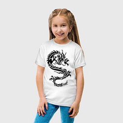 Футболка хлопковая детская Дракон орнамент, цвет: белый — фото 2