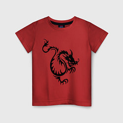 Футболка хлопковая детская Китайский водяной дракон цвета красный — фото 1