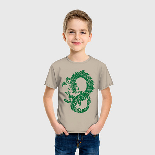 Детская футболка Древний китайский дракон / Миндальный – фото 3