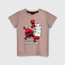 Футболка хлопковая детская Свинка Пигги из Roblox, цвет: пыльно-розовый