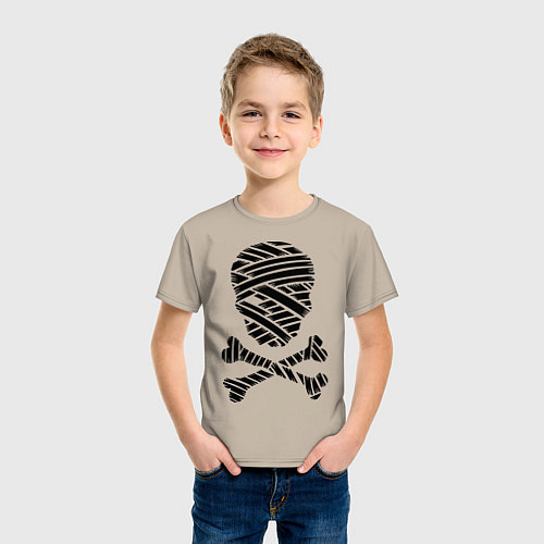 Детская футболка Череп и кости в бинтах / Миндальный – фото 3