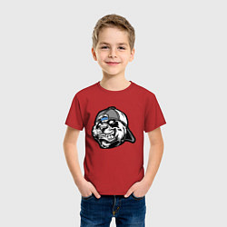 Футболка хлопковая детская Панда в кепке, цвет: красный — фото 2