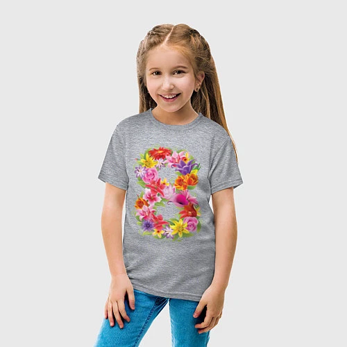 Детская футболка 8 марта из цветов / Меланж – фото 4