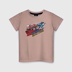 Футболка хлопковая детская Justice League, цвет: пыльно-розовый