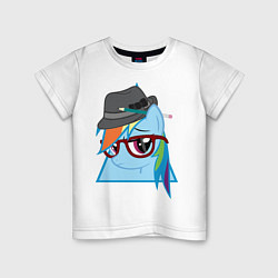 Футболка хлопковая детская Rainbow Dash hipster, цвет: белый