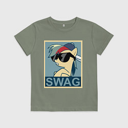 Футболка хлопковая детская Rainbow Dash swag, цвет: авокадо