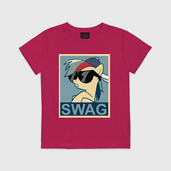 Футболка хлопковая детская Rainbow Dash swag, цвет: маджента