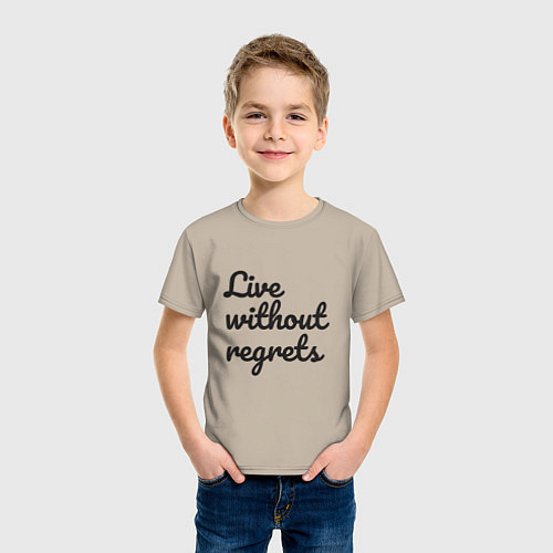Детская футболка Live without regrets / Миндальный – фото 3