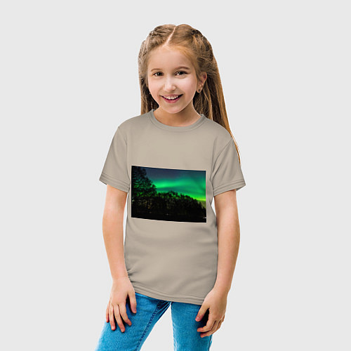 Детская футболка Северное сияние / Миндальный – фото 4