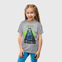 Футболка хлопковая детская Trust me, i'm doctor who, цвет: меланж — фото 2