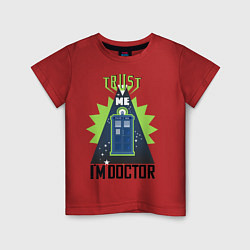 Футболка хлопковая детская Trust me, i'm doctor who, цвет: красный