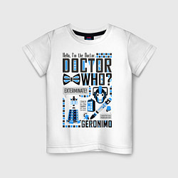 Футболка хлопковая детская Hello, i'm the Doctor, цвет: белый
