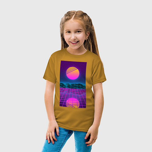 Детская футболка Vaporwave EASTHETIC 99 / Горчичный – фото 4
