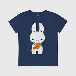 Футболка хлопковая детская Зайчик с морковкой, цвет: тёмно-синий
