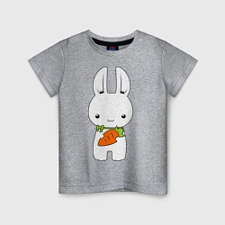 Футболка хлопковая детская Зайчик с морковкой, цвет: меланж