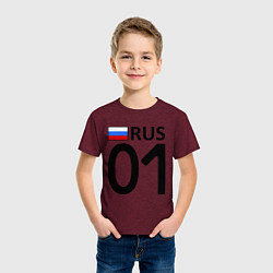 Футболка хлопковая детская RUS 01, цвет: меланж-бордовый — фото 2