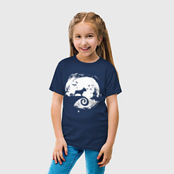 Футболка хлопковая детская Полнолуние Французский бульдог, цвет: тёмно-синий — фото 2