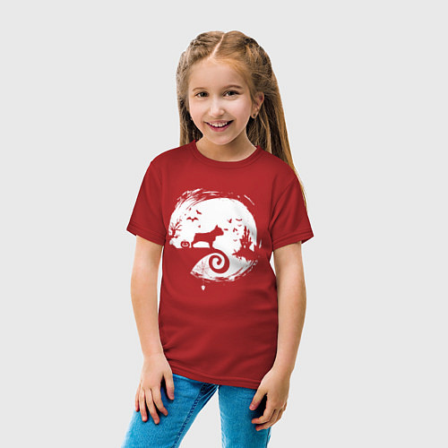 Детская футболка Полнолуние Французский бульдог / Красный – фото 4