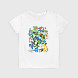 Футболка хлопковая детская Славянский орнамент, цвет: белый