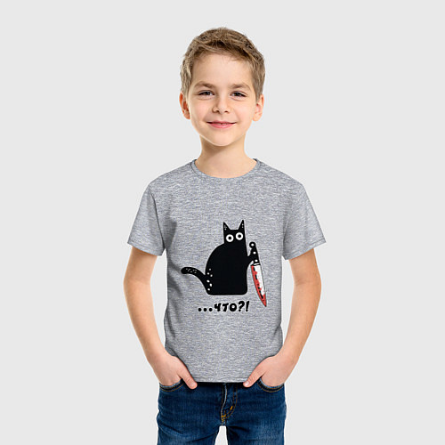 Детская футболка Милый кот / Меланж – фото 3