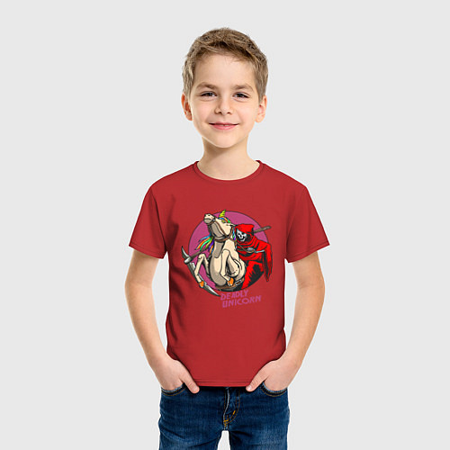 Детская футболка Смерть на единороге / Красный – фото 3