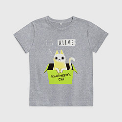 Футболка хлопковая детская Кот спереди жив, а сзади, цвет: меланж
