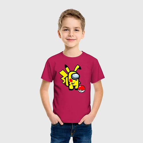 Детская футболка Among us Pikachu and Pokeball / Маджента – фото 3
