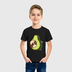 Футболка хлопковая детская Мопс-авокадо, цвет: черный — фото 2